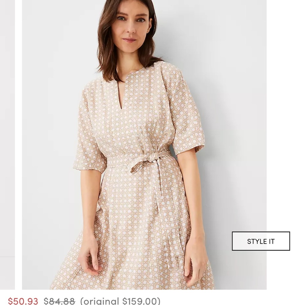 Elegant Beige Patterned Dress